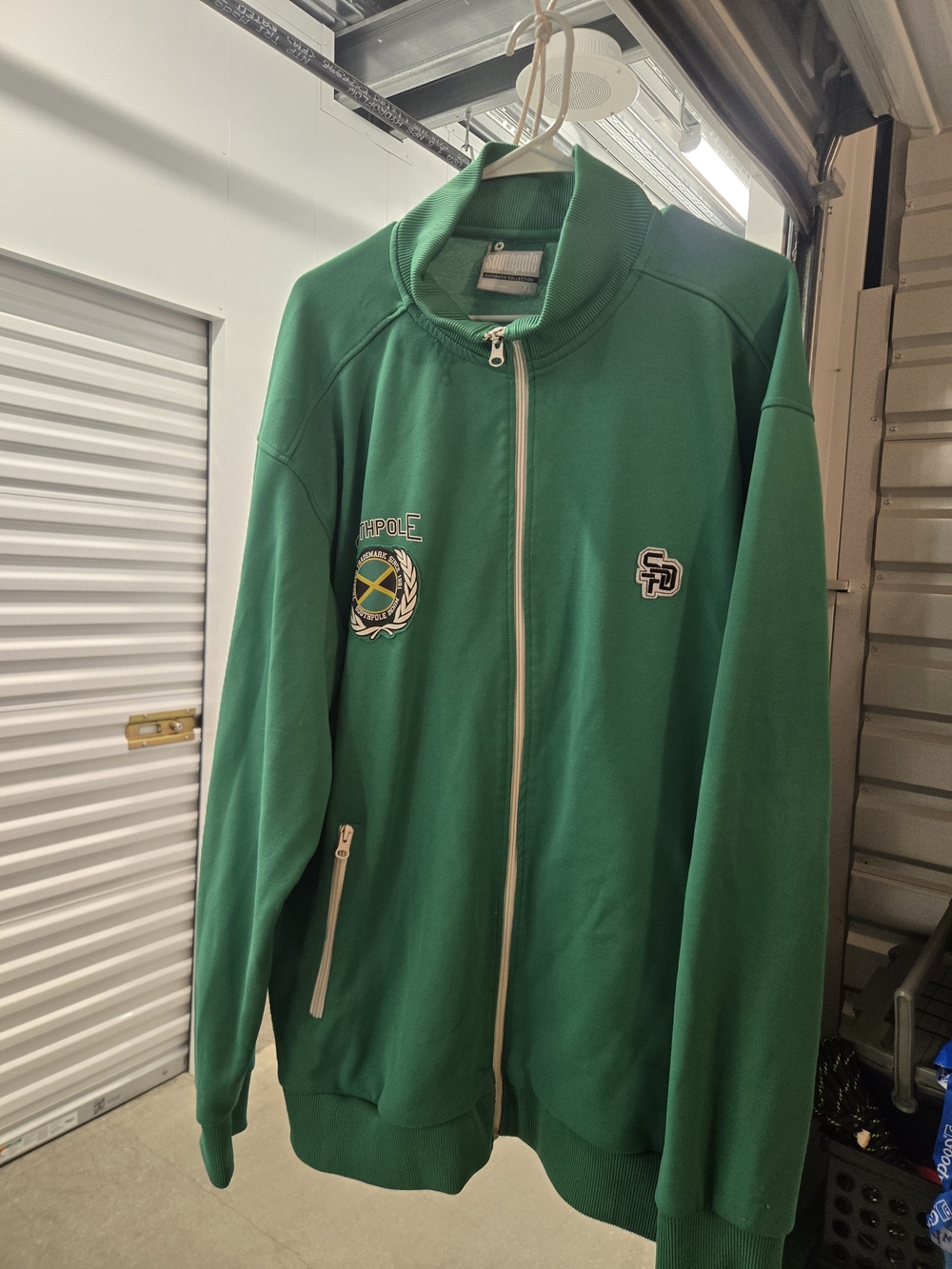 VINTAGE Y2K South Pole Green Zip-Front Men's Track Jacket with White Trim